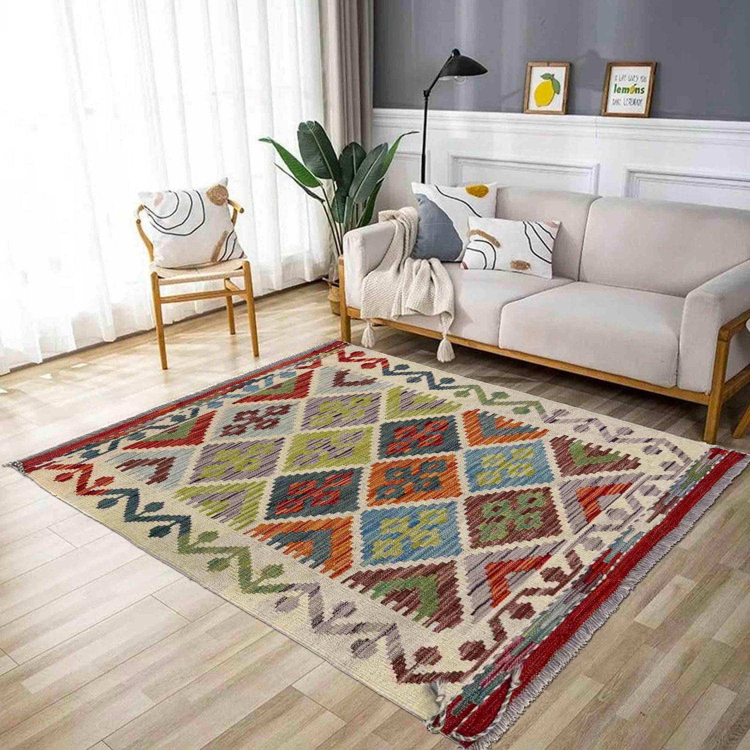 Handmade Vegetable Kilim 2' 7" x 4' 2" (ft) - No. R40074