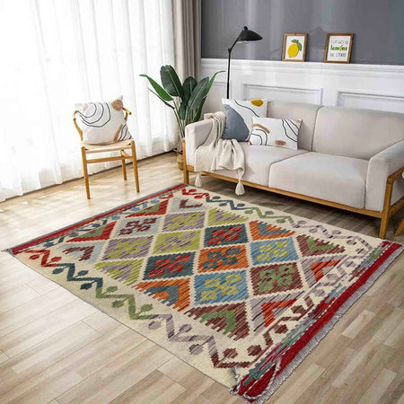 Handmade Vegetable Kilim 2' 7" x 4' 2" (ft) - No. R40074