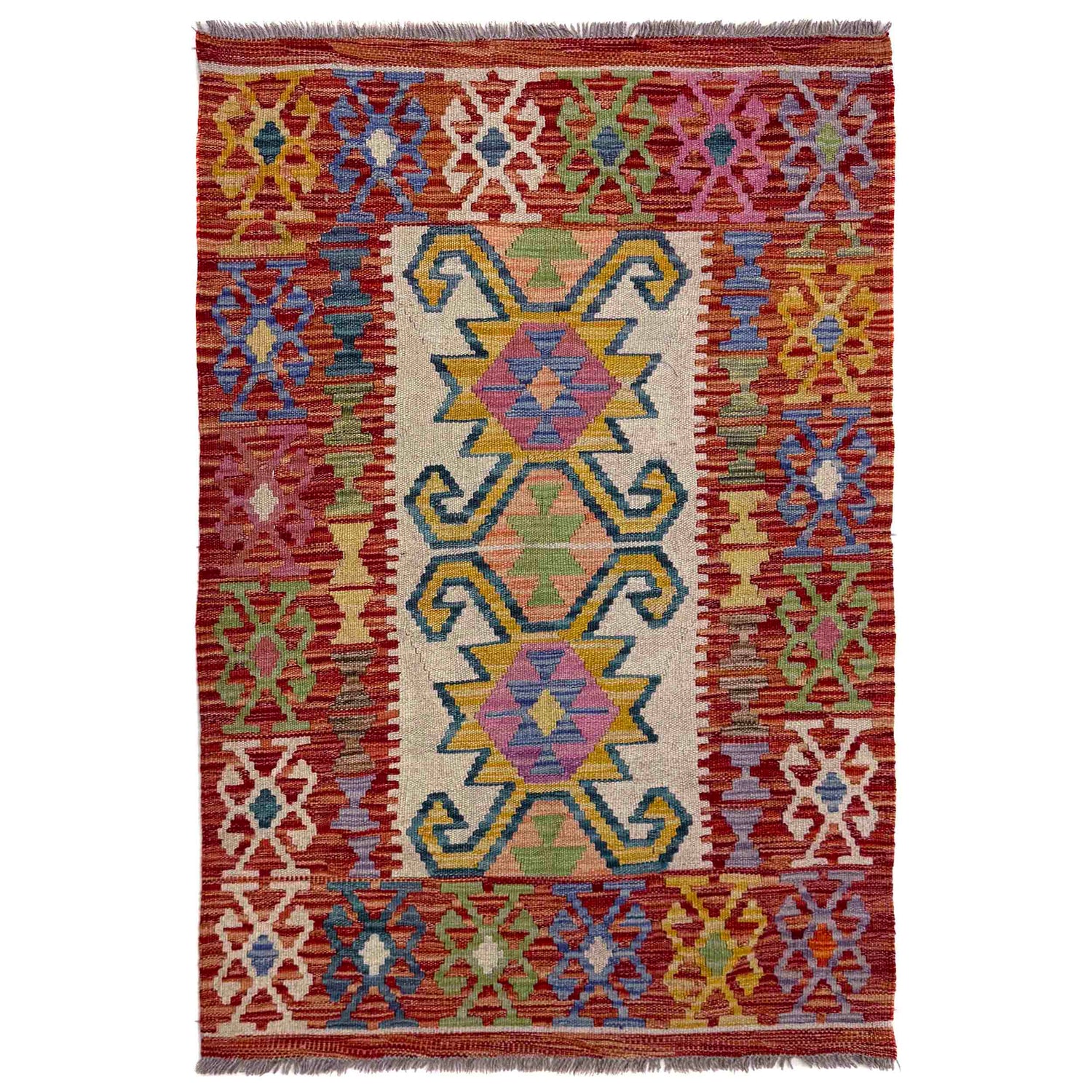 Handmade Vegetable Kelim 2' 9" x 4' 2" (ft) - No. R40078