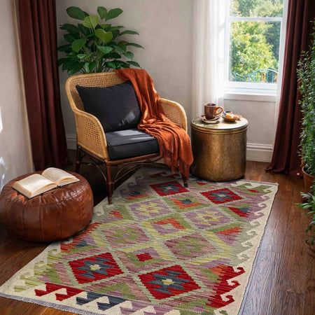 Handmade Vegetable Kilim 2' 7" x 4' 1" (ft) - No. R40079
