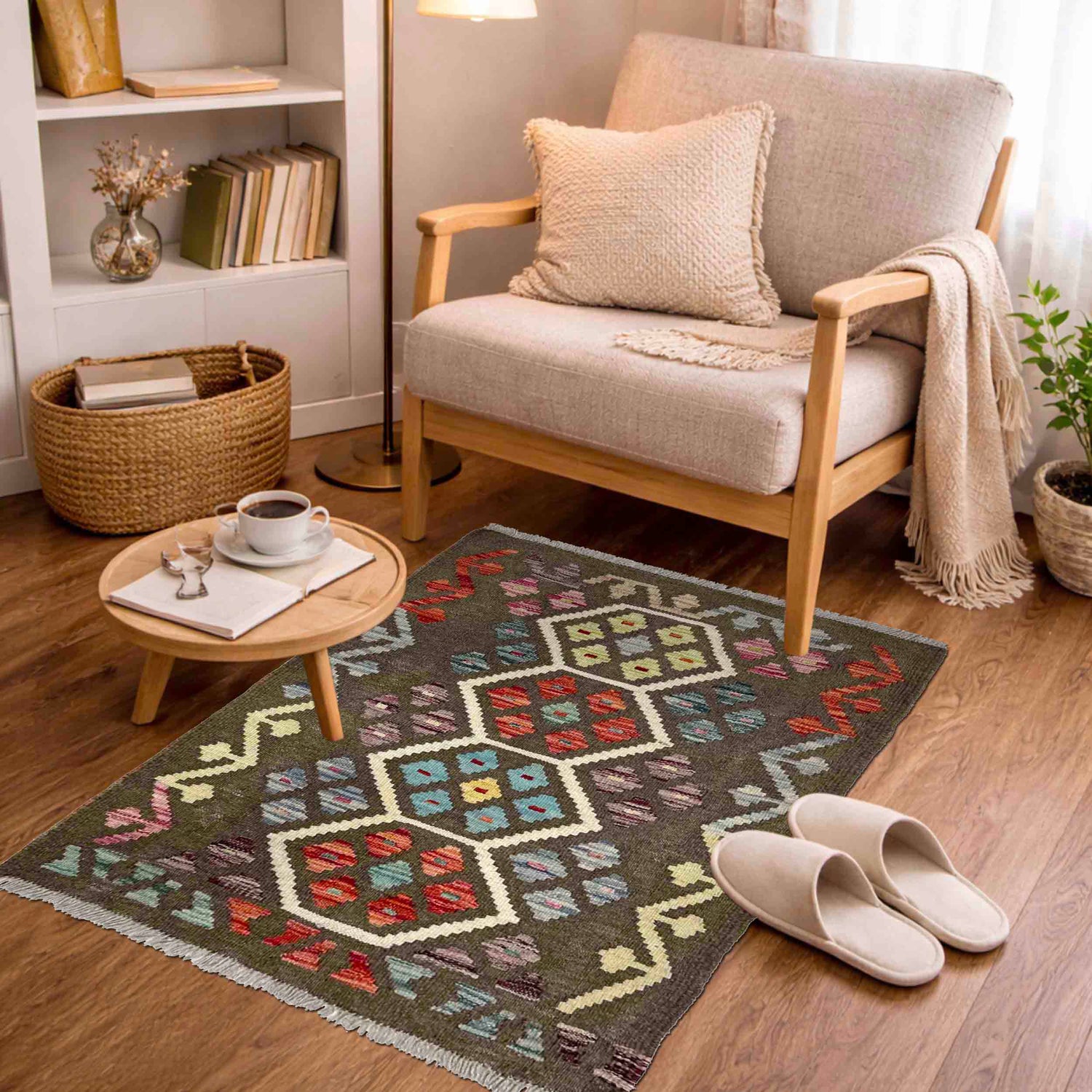 Handmade Vegetable Kelim 2' 2" x 2' 11" (ft) - No. R40105