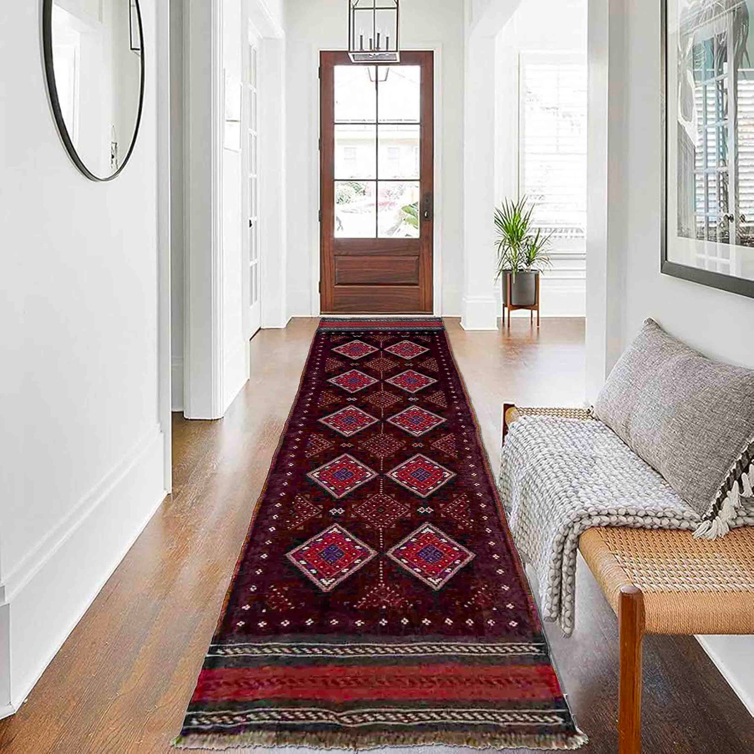 Red Color Mashwani Short Runner 2' 0" x 8' 2" (ft) - No. R40161