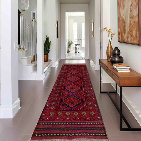 Red Color Mashwani Short Runner 2' 1" x 7' 6" (ft) - No. R40182