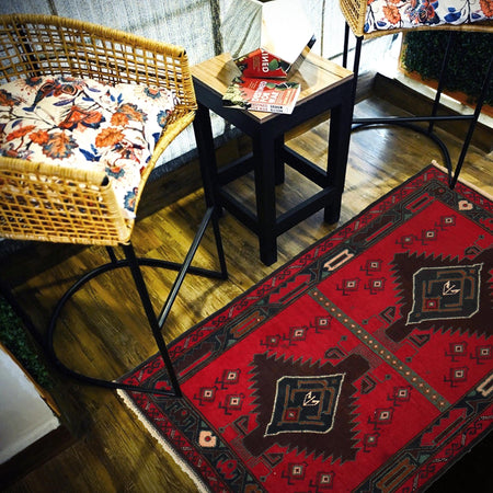 Red Color Baluchi Rug 2' 9" x 4' 3" (ft) - No. W15153