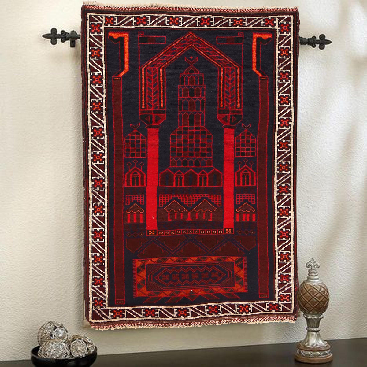Traditional Hand Knotted 100% Pure Wool Prayer Rugs Pakistan.