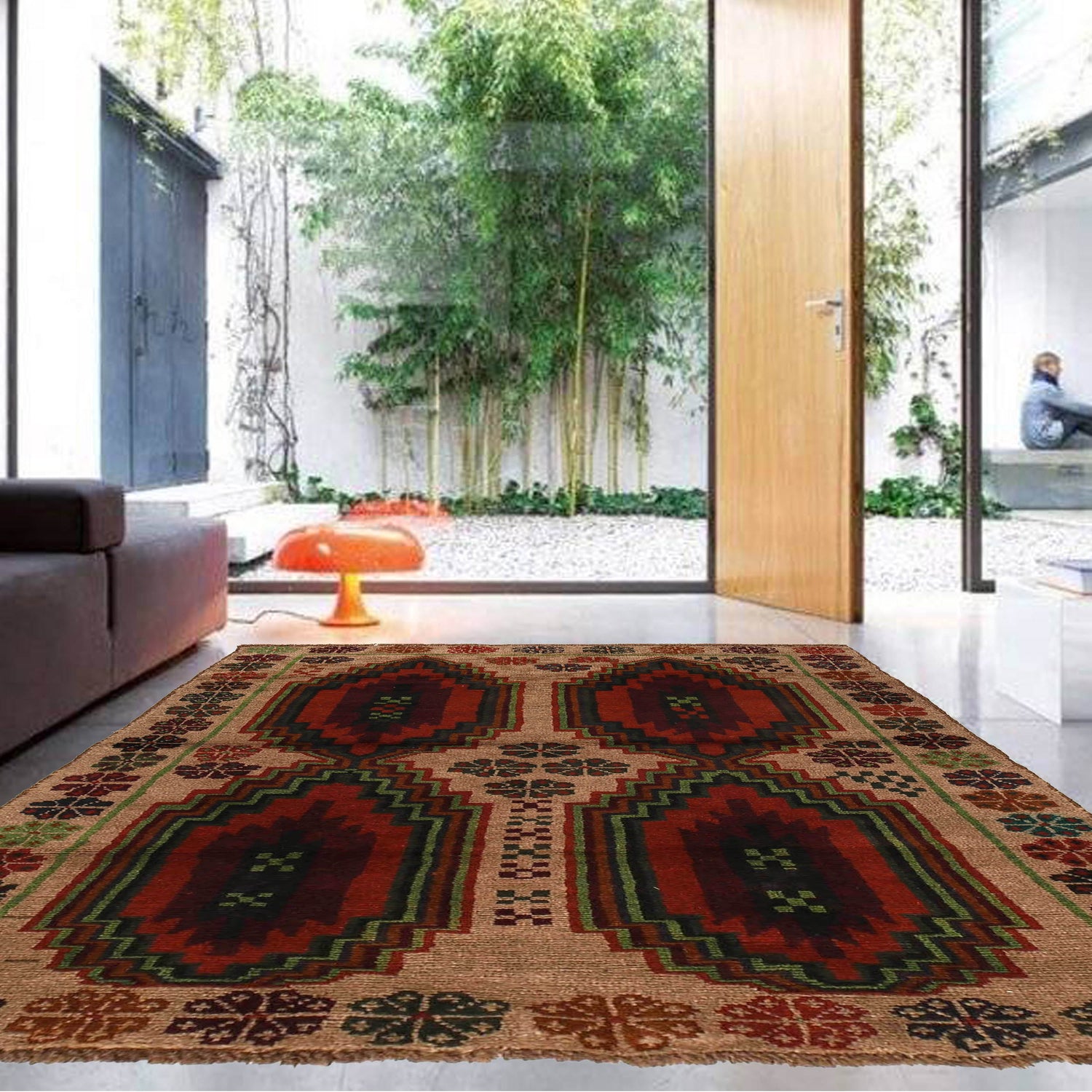 Camal Rug Camel Color Hand knotted Wool Area Bedroom Rug