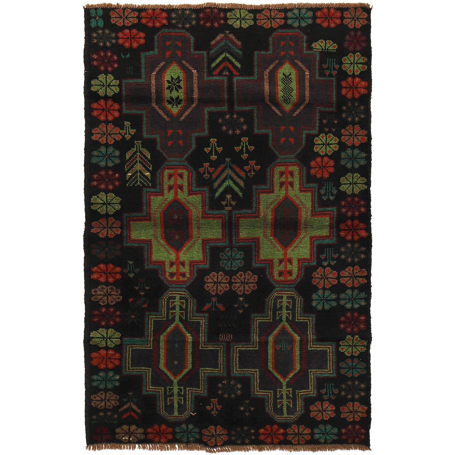 Tribal Baloch Rug 4' 2" x 6' 5" (ft) - No. W27274