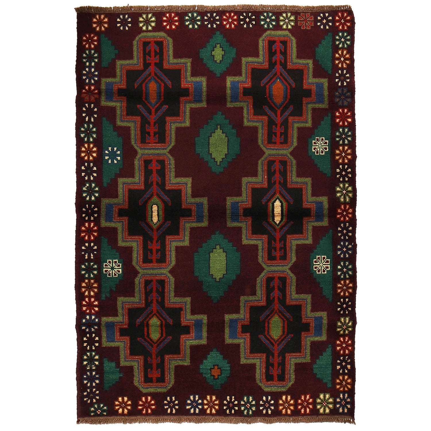 Tribal Baloch Rug 4' 4" x 6' 4" (ft) - No. W27275