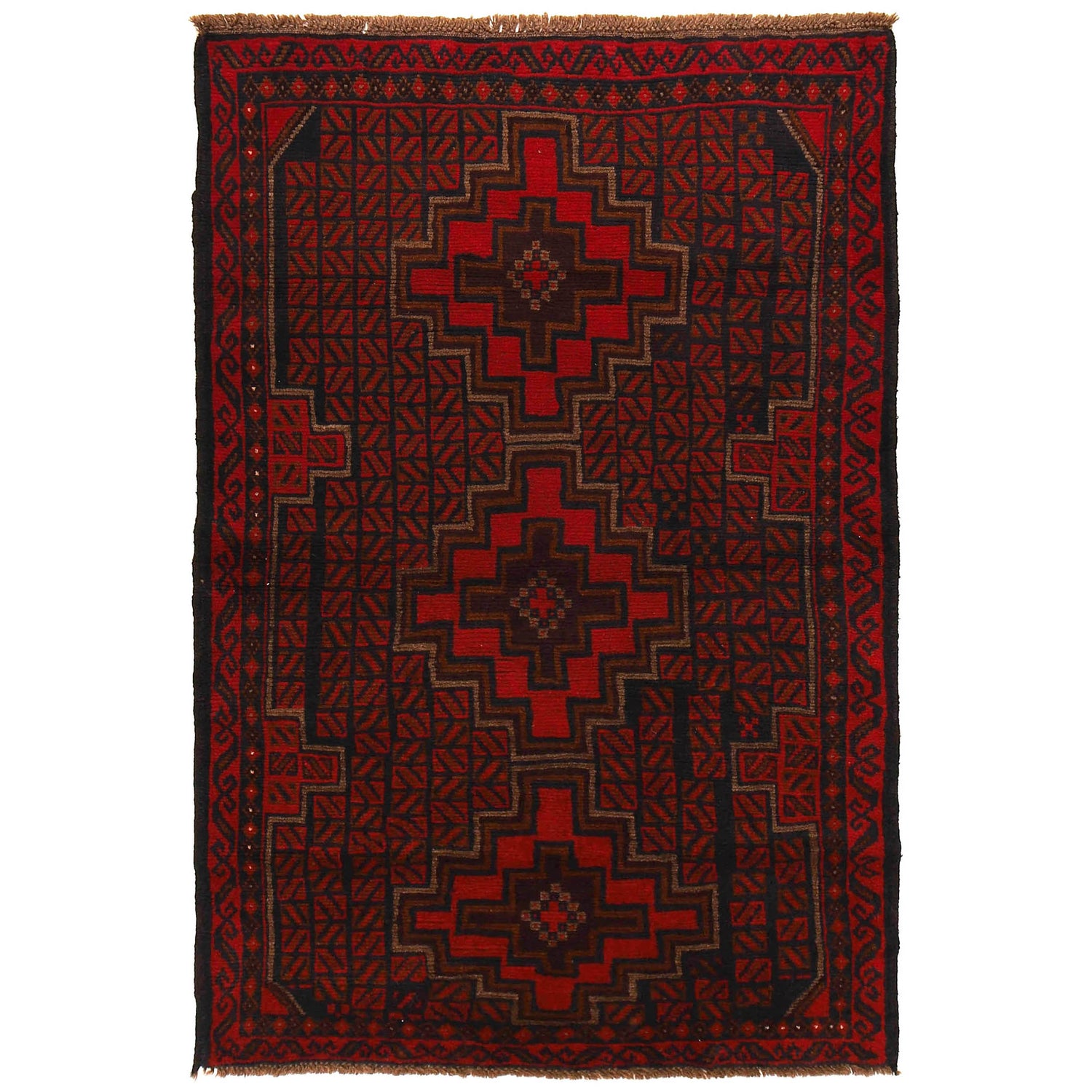 Maroon Baluchi Rug 3' 10" x 5' 10" (ft) - No. W27291