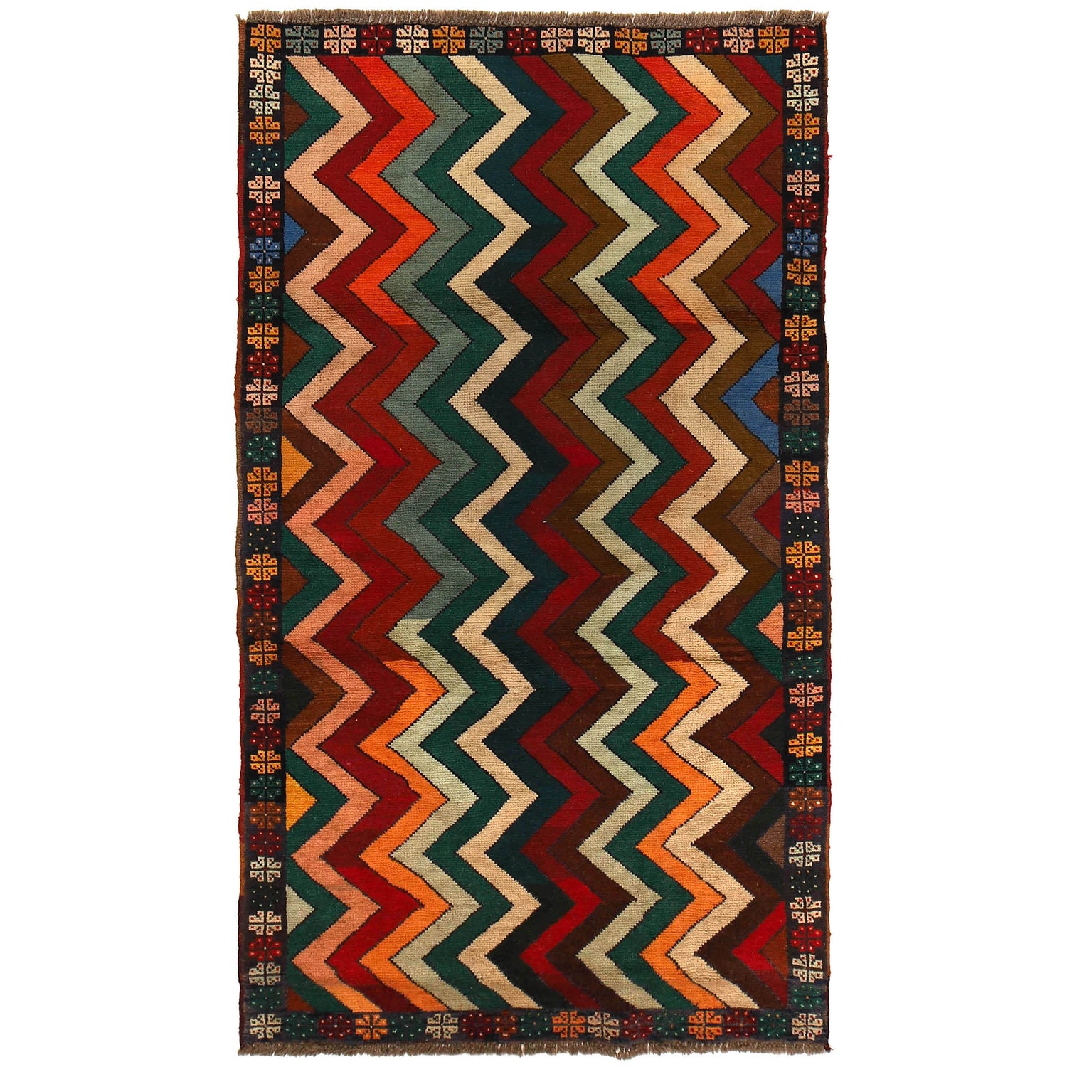 Hand Knotted Baluchi Rug 3' 7" x 6' 4" (ft) - No. W27306