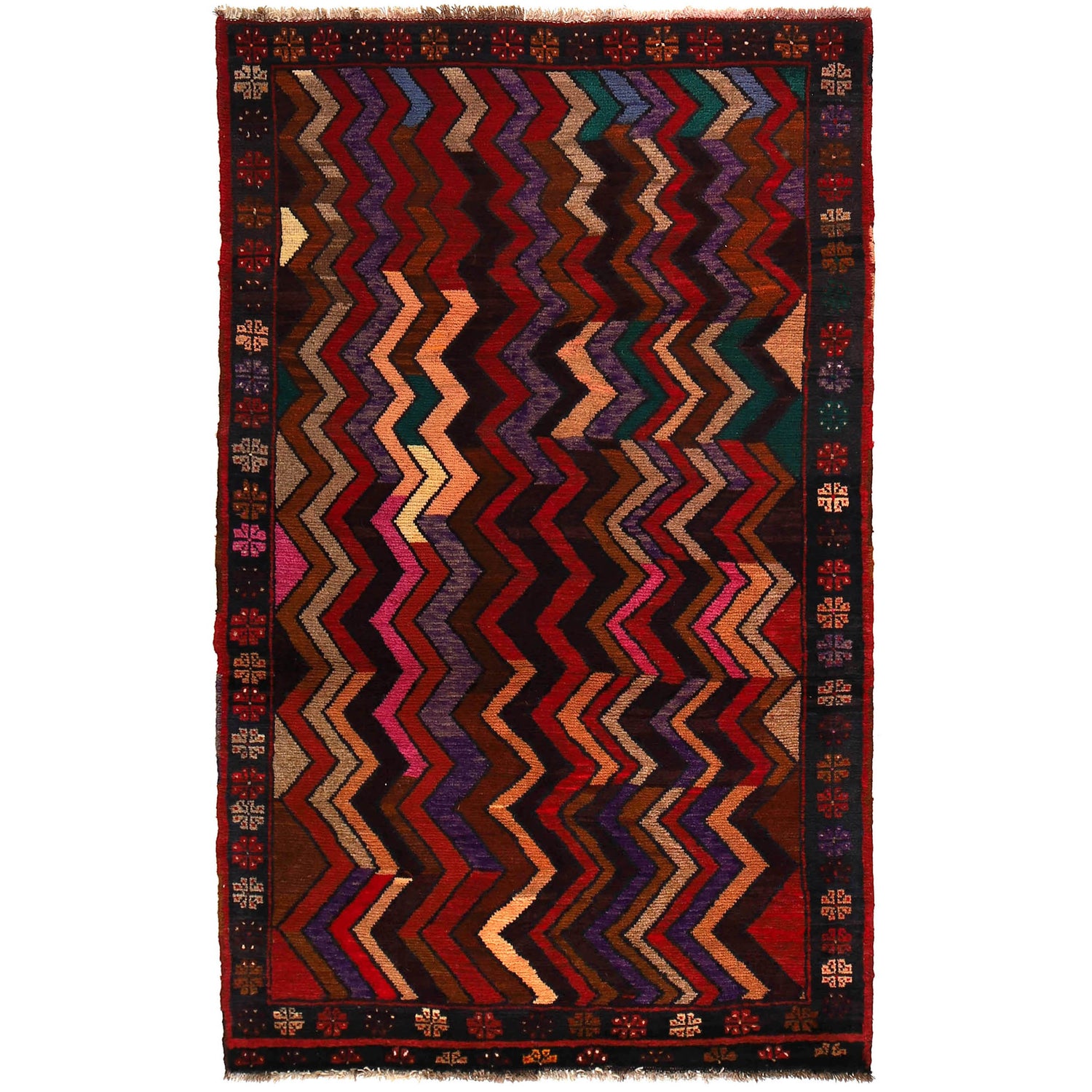 Hand Knotted Baluchi Rug 3' 9" x 6' 1" (ft) - No. W27309