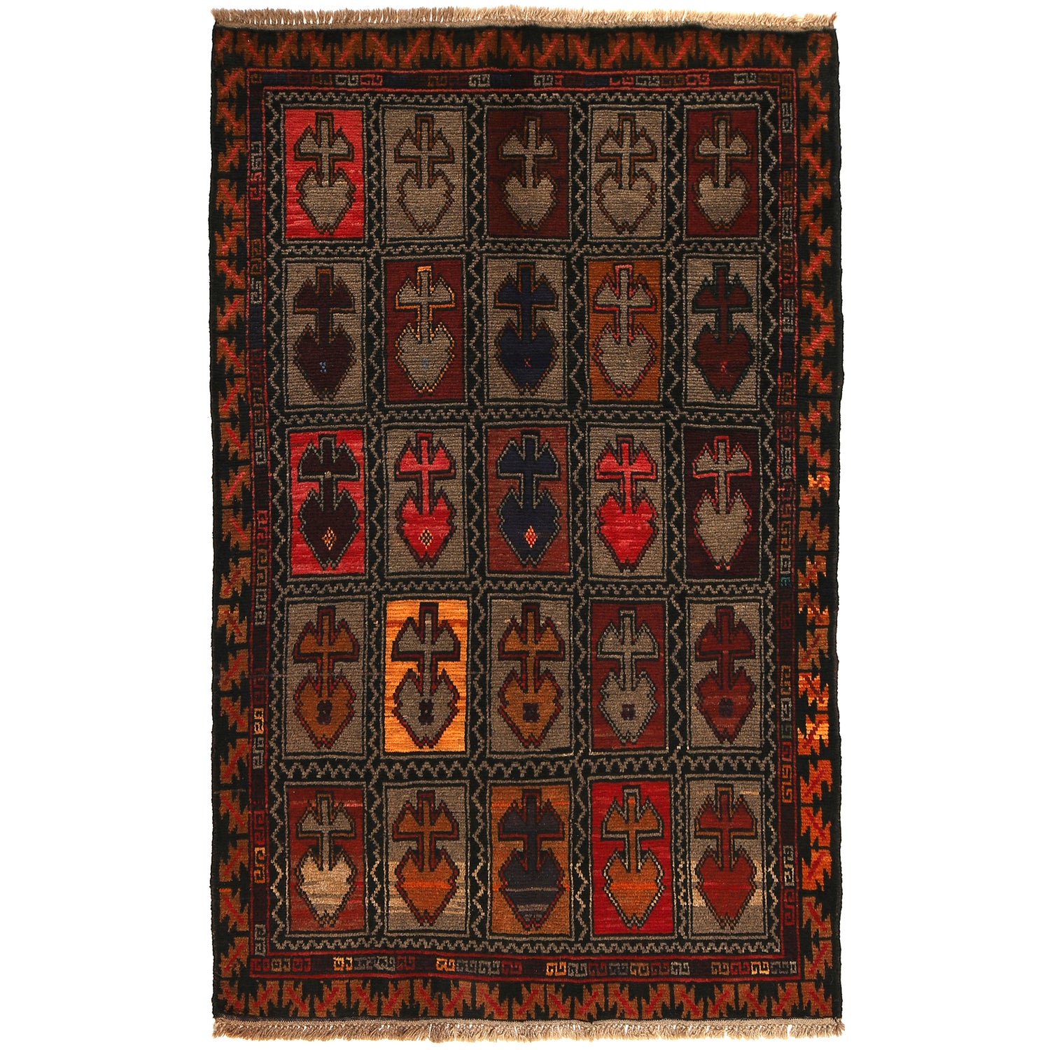Tribal Baloch Rug 3' 7" x 5' 10" (ft) - No. W27404