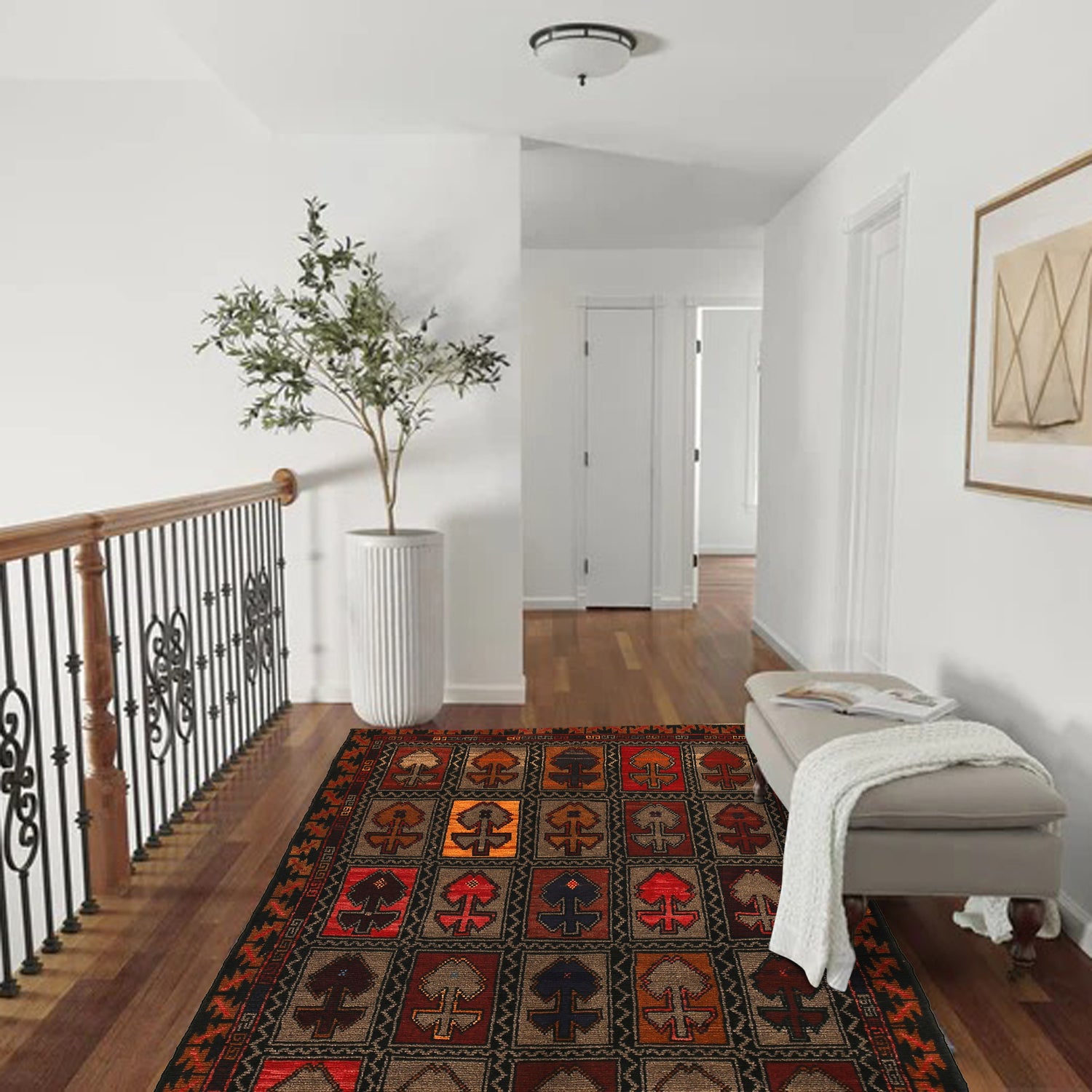 Tribal Baloch Rug 3' 7" x 5' 10" (ft) - No. W27404