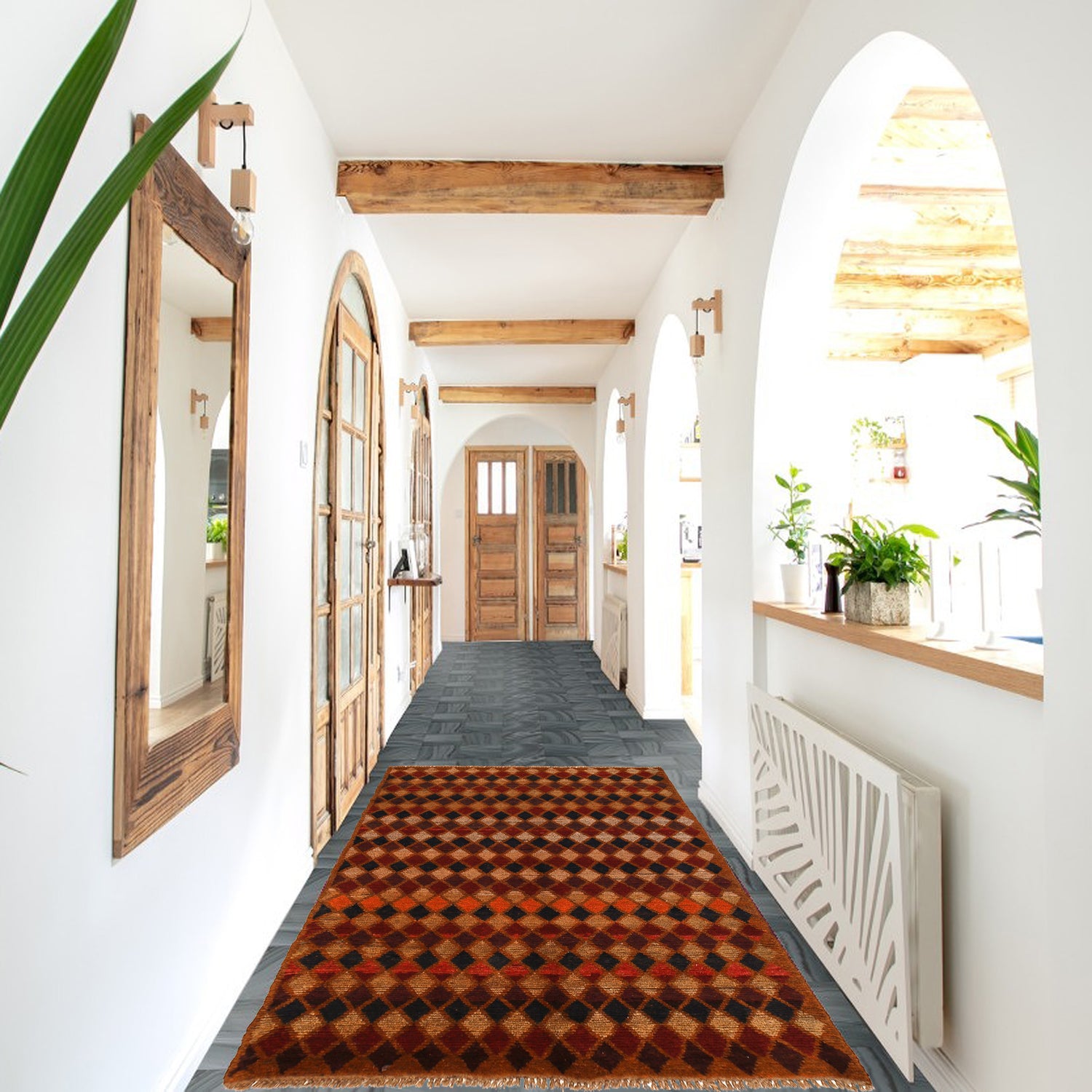 Handmade Geometric Pattern Traditional Baloch Wool Rug