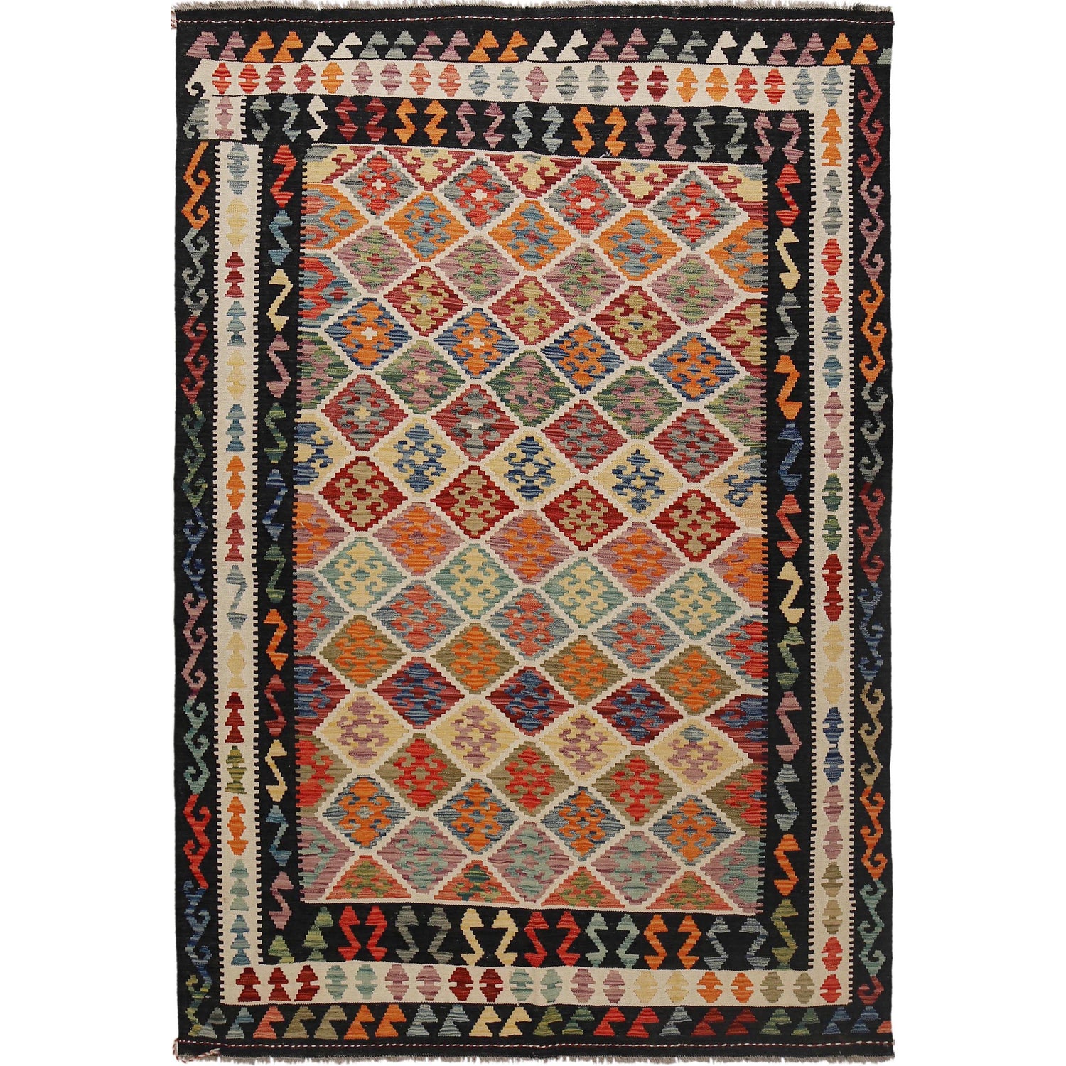 Handmade Vegetable Kilim 5' 8" x 8' 2" (ft) - No. W30121
