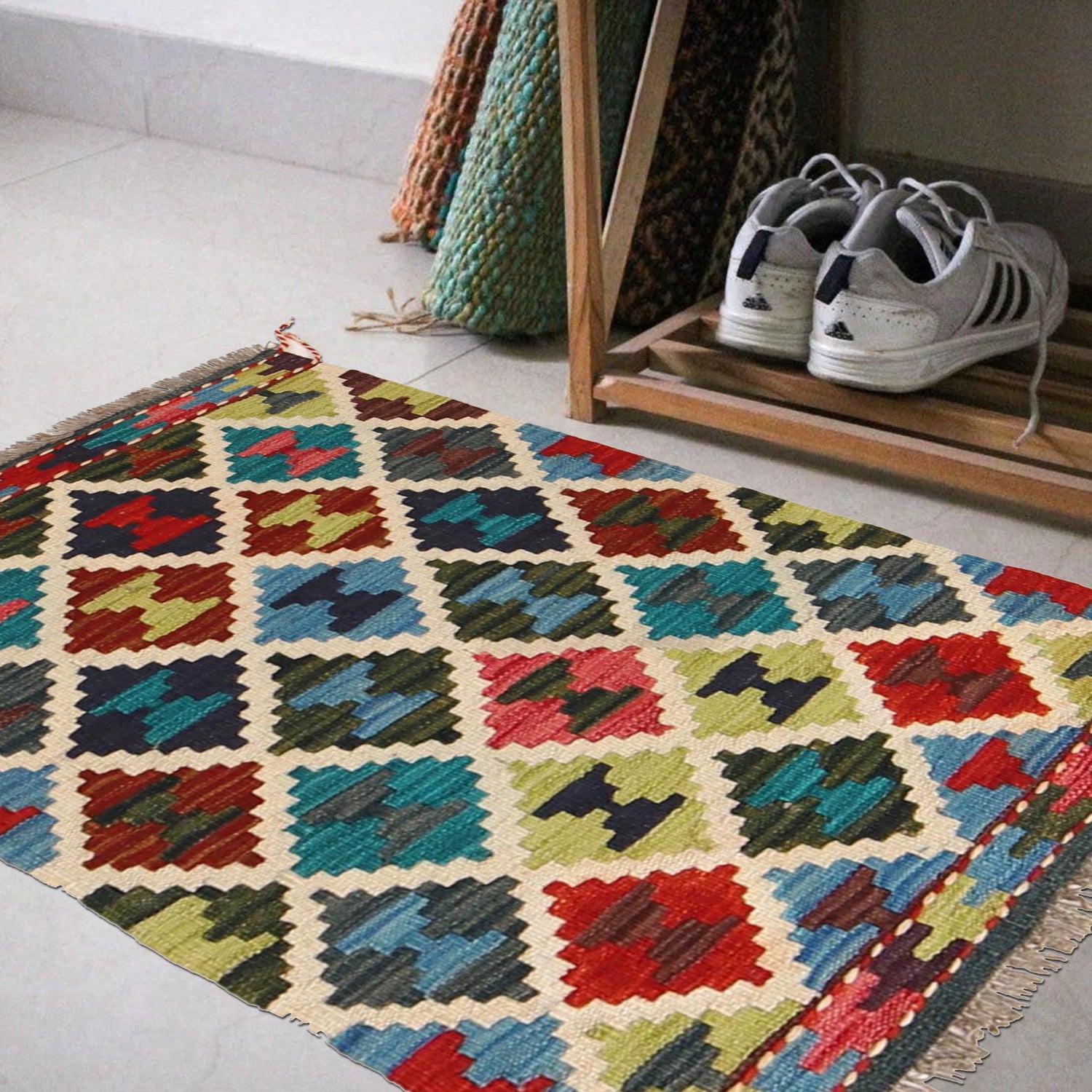 Handmade Vegetable Kilim 2' 0" x 2' 7" (ft) - No. W30311