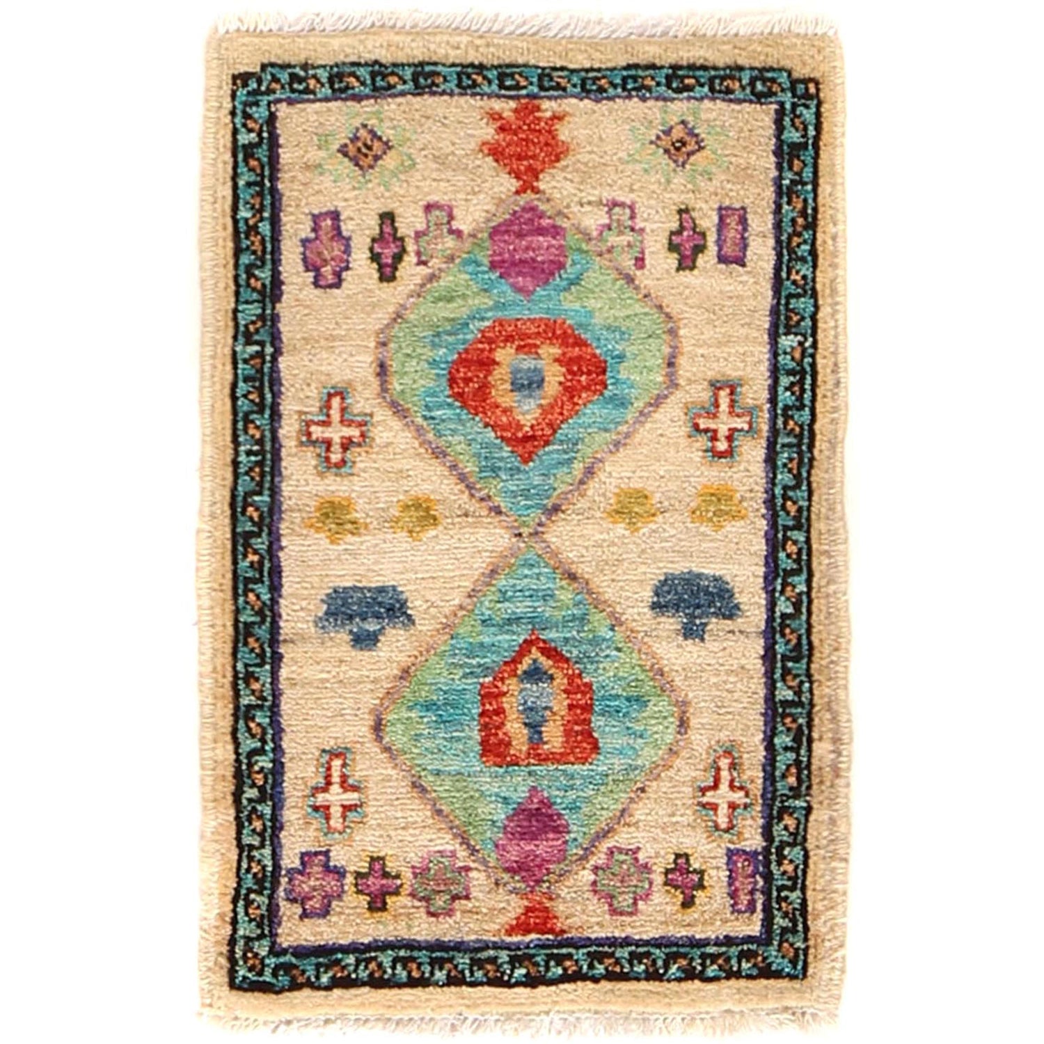 Handmade Floor Mat 1' 5" x 2' 2" (ft) - No. W30391