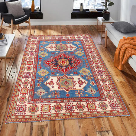 Hand Knotted Kazak Rug 4' 11 x 6' 7 (ft) - No. W30733