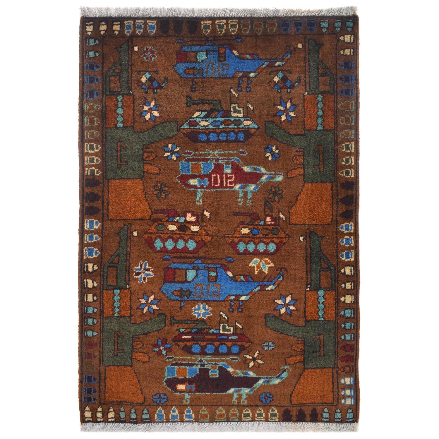 Hand Knotted War Rug 2' 2" x 3' 2" (ft) - No. W30739