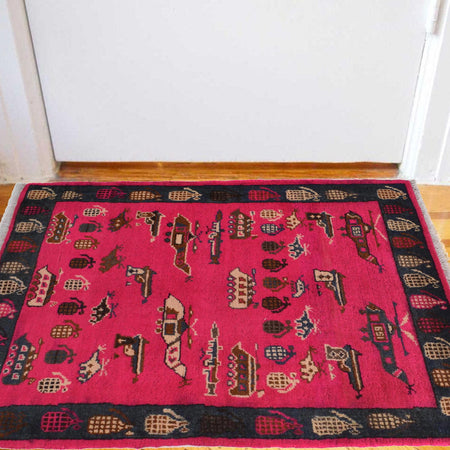Pink Color War Rug 2' 2" x 3' 0" (ft) - No. W30838