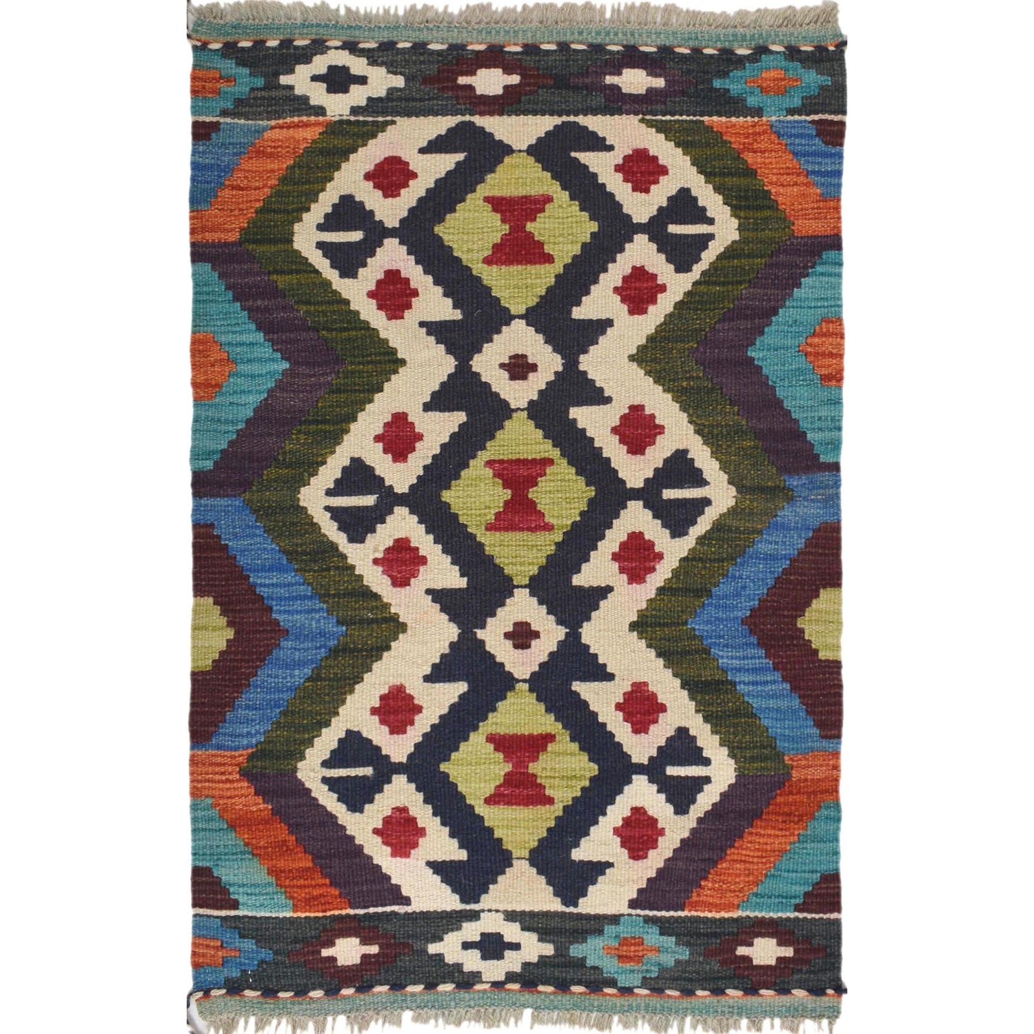 Handmade Vegetable Kelim 1' 11" x 2' 11" (ft) - No. W30933