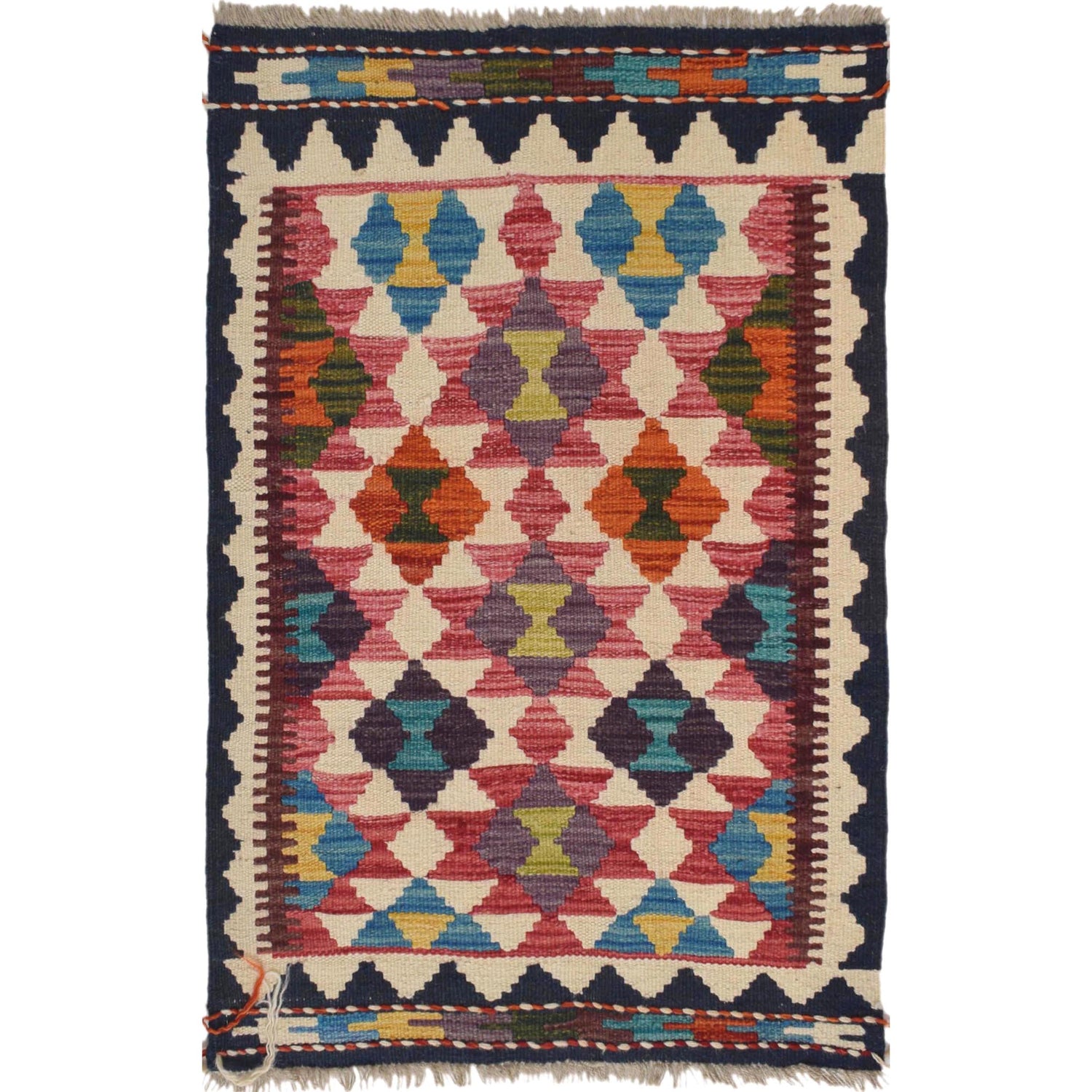 Handmade Vegetable Kilim 2' 1" x 2' 10" (ft) - No. W30934