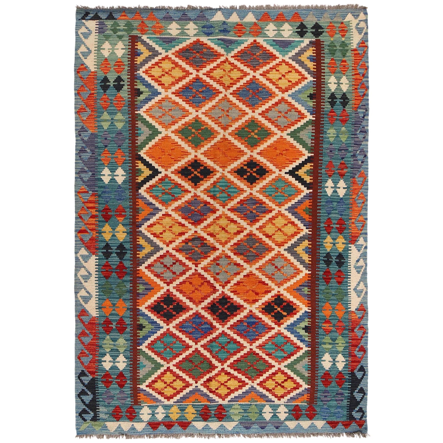 Handmade Vegetable Kelim 4' 3" x 6' 4" (ft) - No. W31078