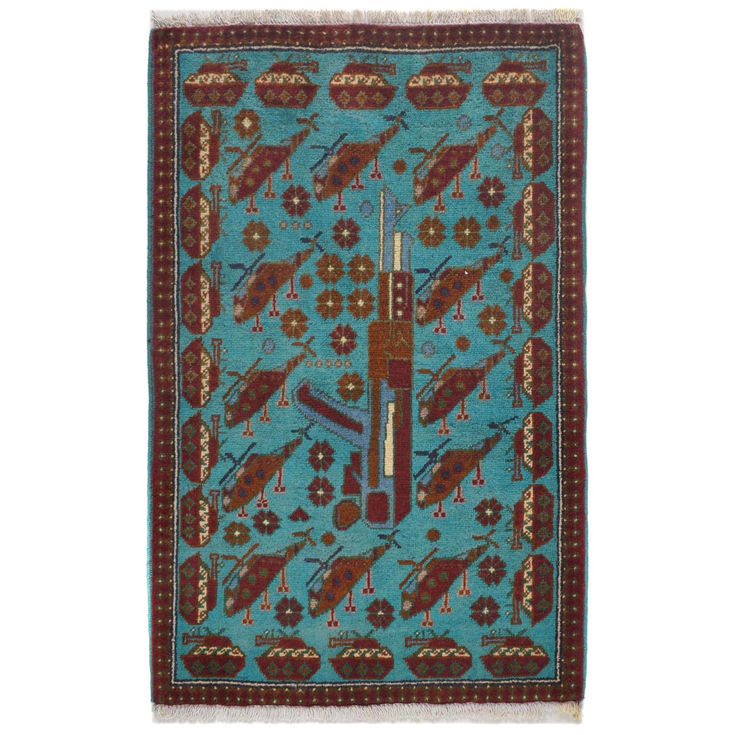 Hand Knotted War Rug 2' 1" x 3' 1" (ft) - No. W31105