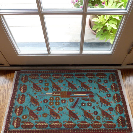 Hand Knotted War Rug 2' 1" x 3' 1" (ft) - No. W31105