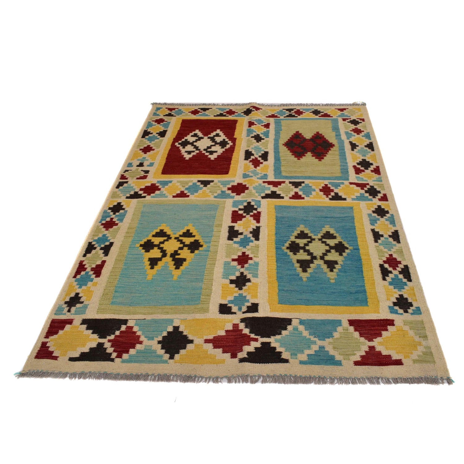 Handmade Vegetable Kilim 4' 4" x 6' 3" (ft) - No. W31593