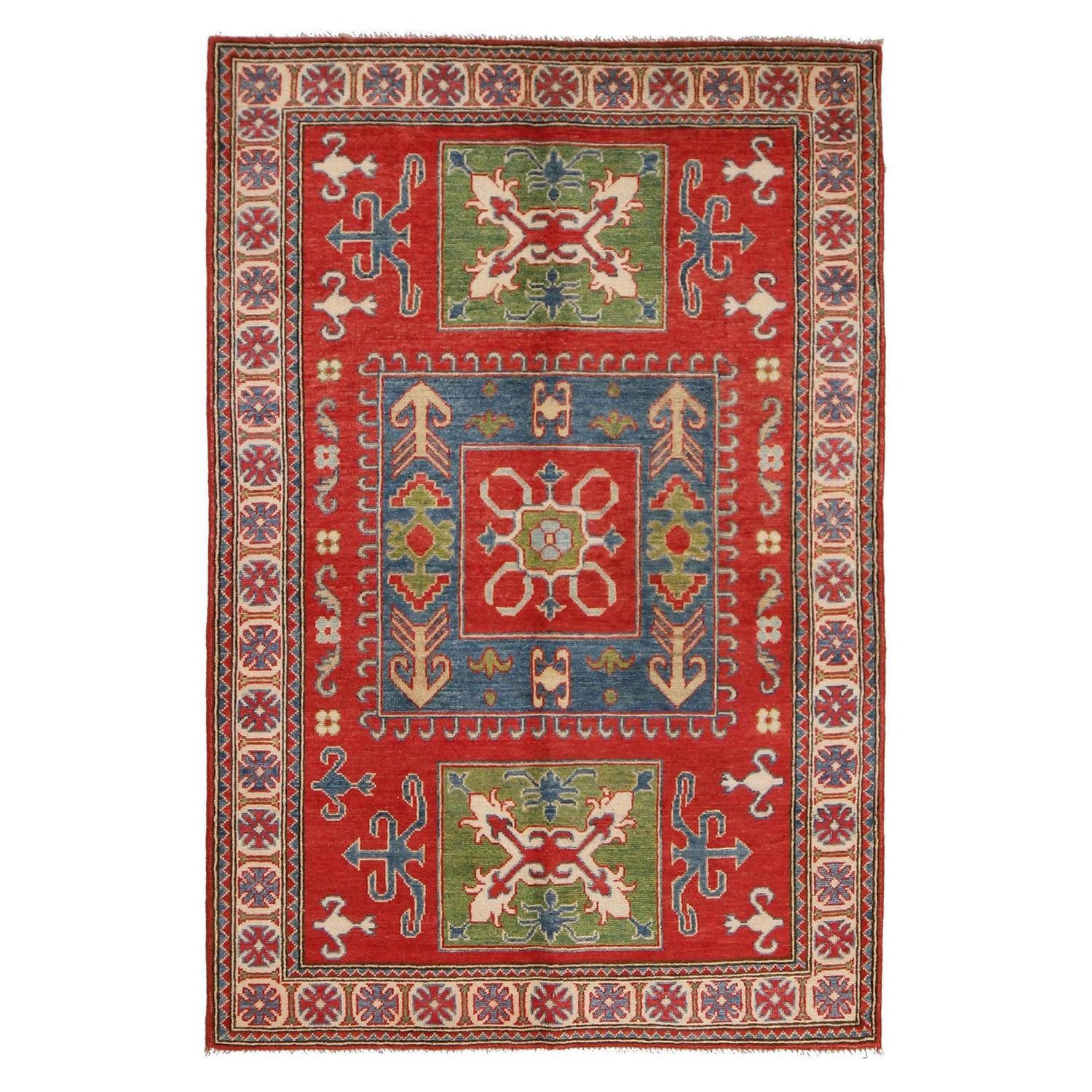 Hand Knotted Kazak Rug 3' 10" x 5' 11" (ft) - No. W34027