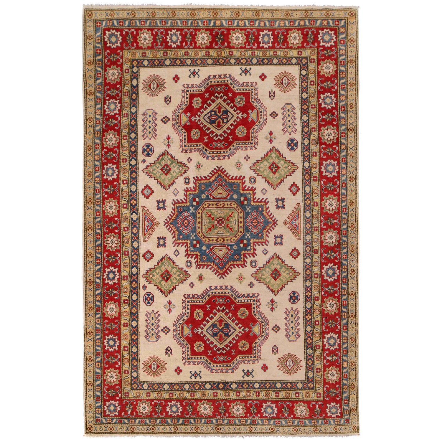 Hand Knotted Kazak Rug 6' 5" x 10' 4" (ft) - No. W34029