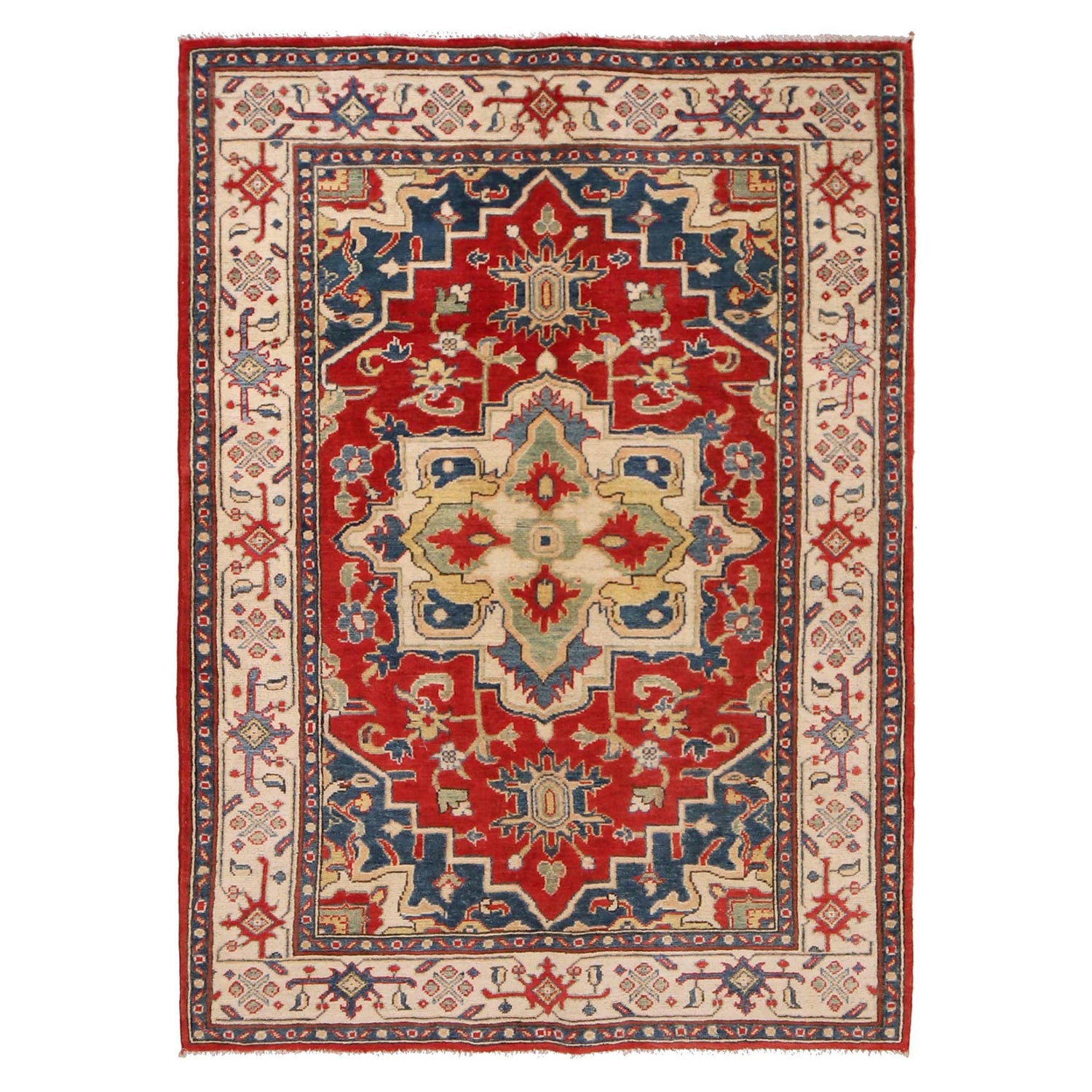 Red Kazak Rug 4' 1" x 5' 9" (ft) - No. W34030