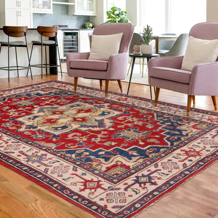 Red Kazak Rug 4' 1" x 5' 9" (ft) - No. W34030