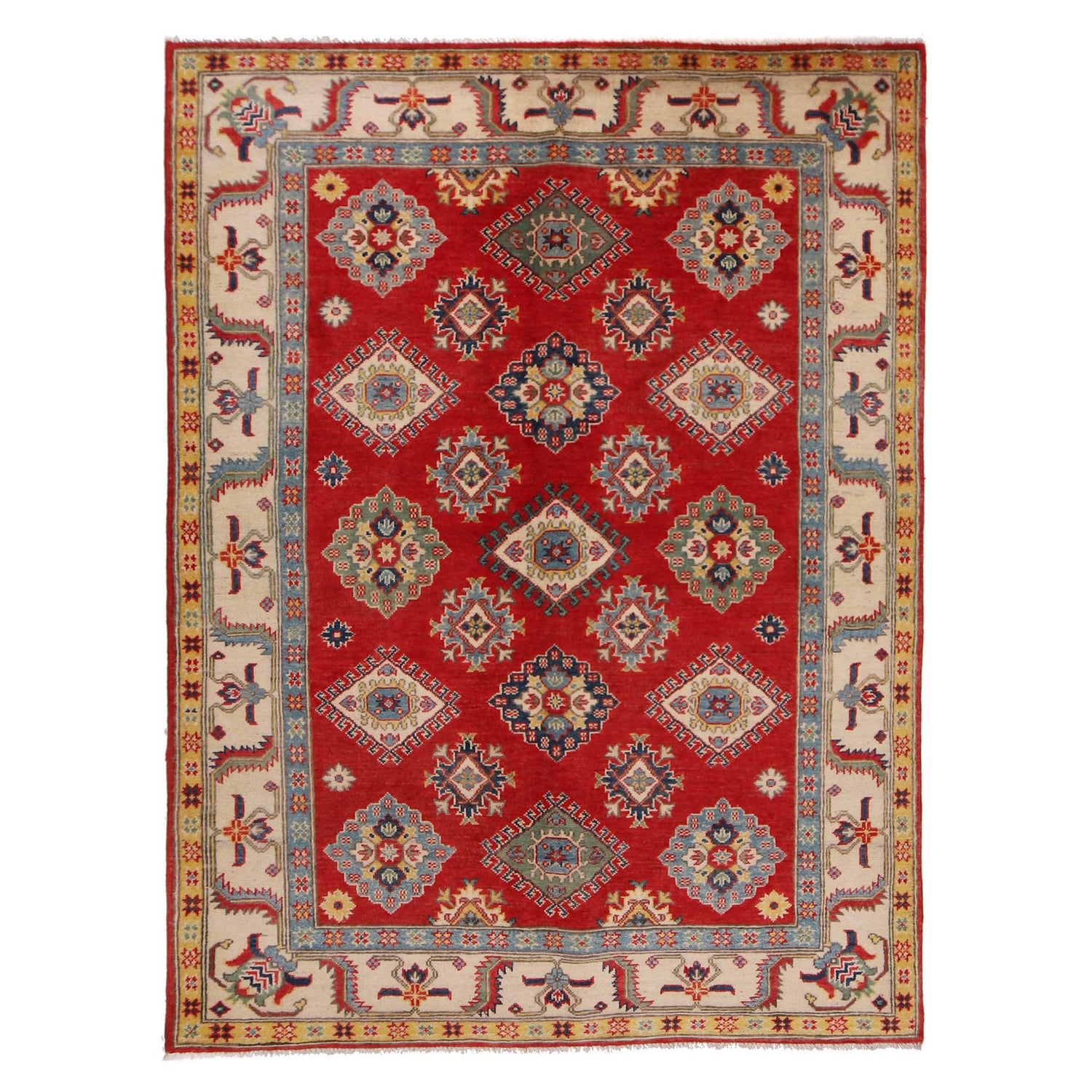 Red Kazak Rug 4' 11" x 6' 9" (ft) - No. W34031