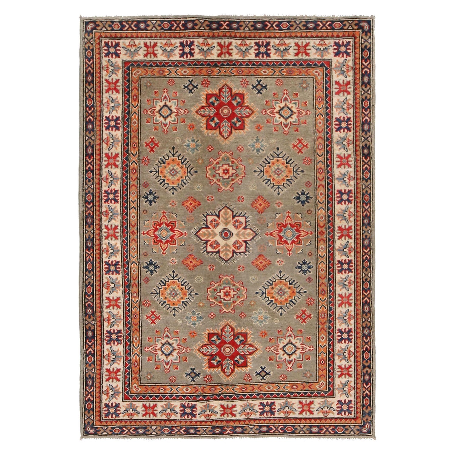 Hand Knotted Kazak Rug 4' 11" x 5' 11" (ft) - No. W34033