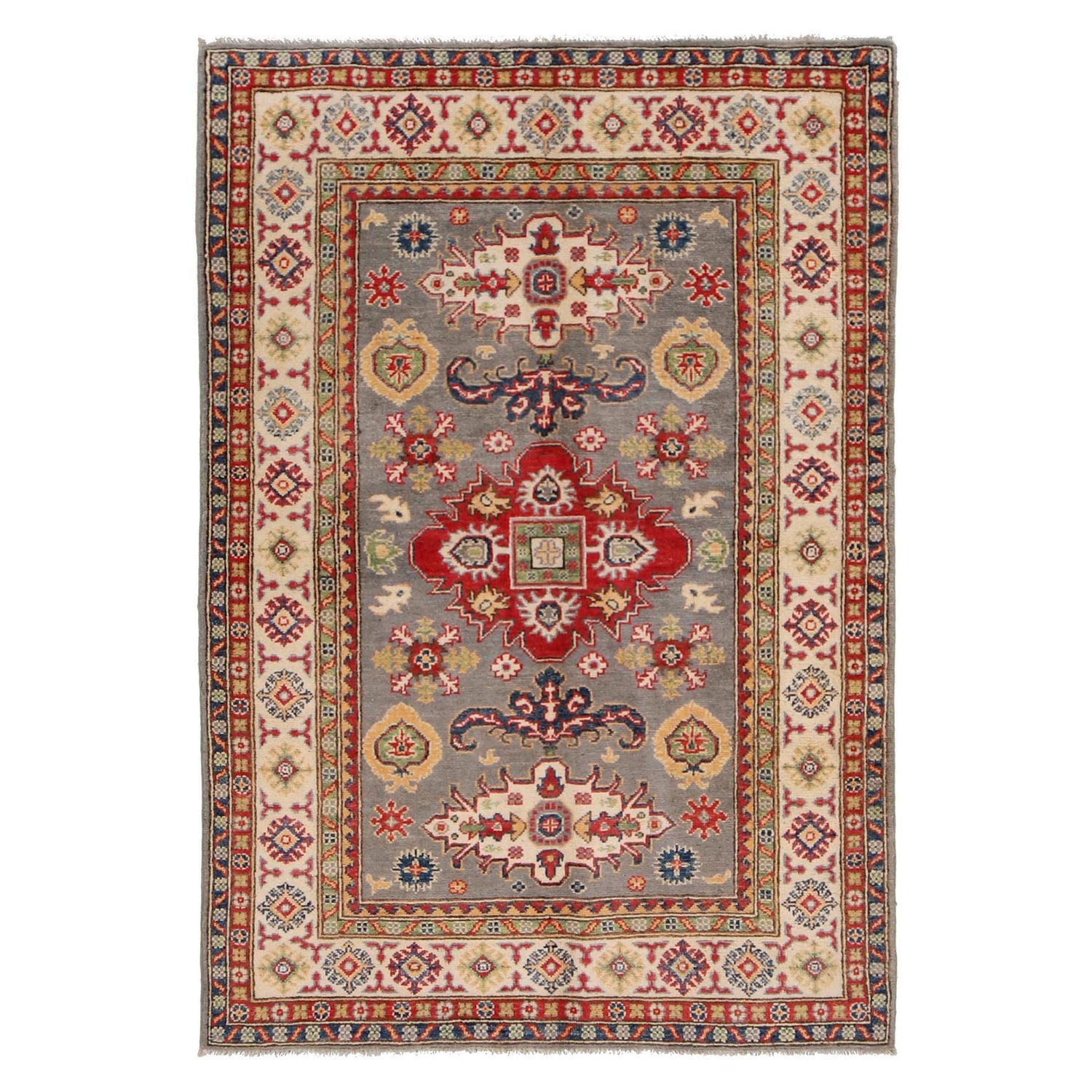 Gray Kazak Rug 4' 3" x 5' 9" (ft) - No. W34034