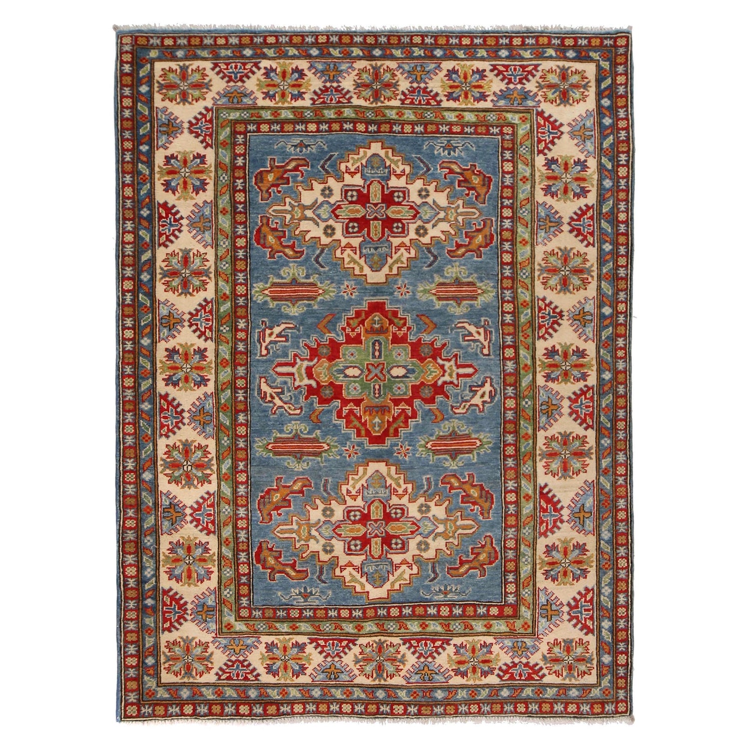Hand Knotted Kazak Rug 4' 11" x 6' 8" (ft) - No. W34061