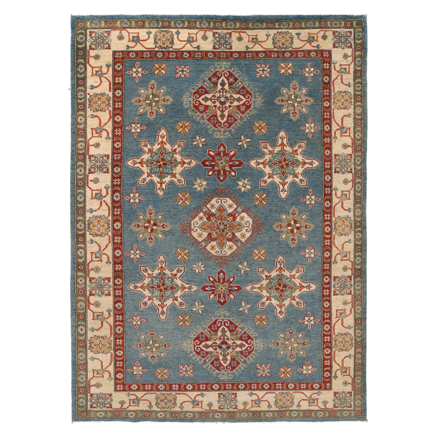 Blue Color Kazak Rug 6' 7" x 9' 3" (ft) - No. W34076