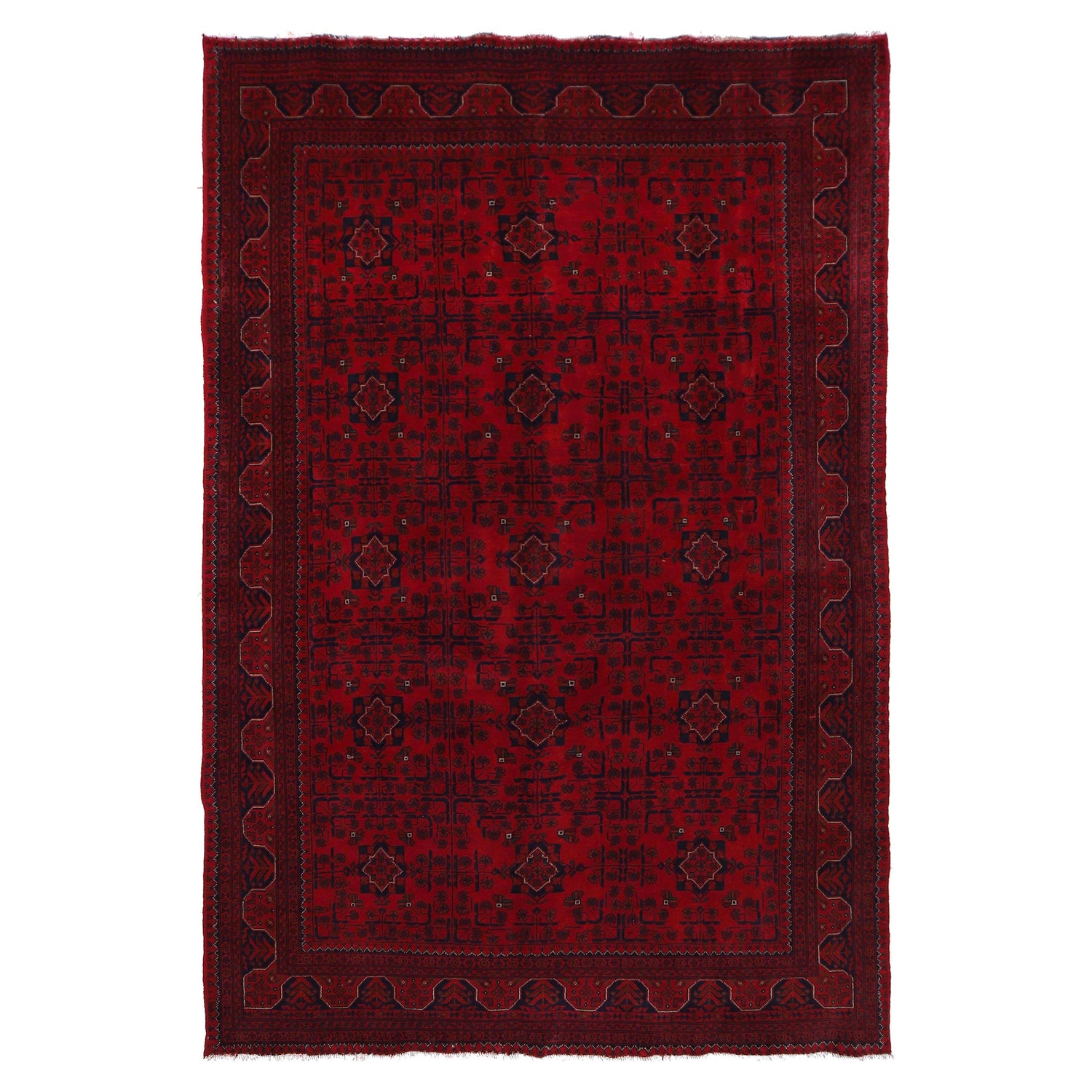 Red Color Khal Mohammadi Carpet 6' 4" x 9' 9" (ft) - No. W34091