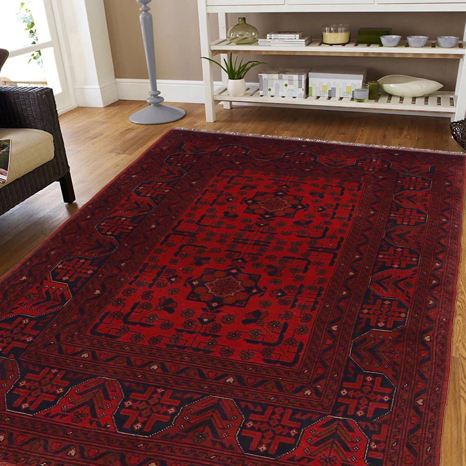 Deep Red Khal Mohammadi Rug 3' 5" x 5' 3" (ft) - No. W34100