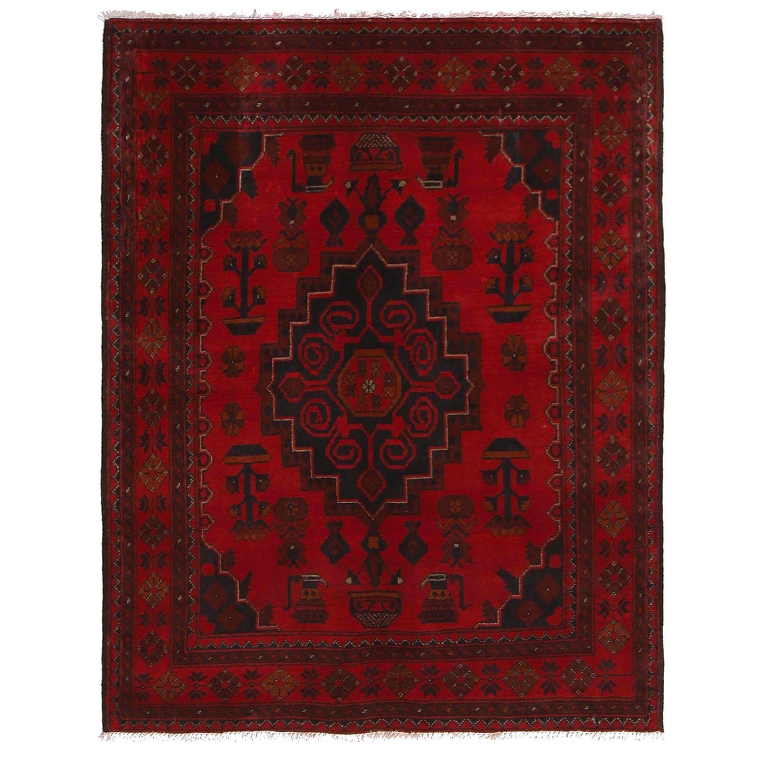 Red Khal Mohammadi Rug 3' 5" x 4' 11" (ft) - No. W34111