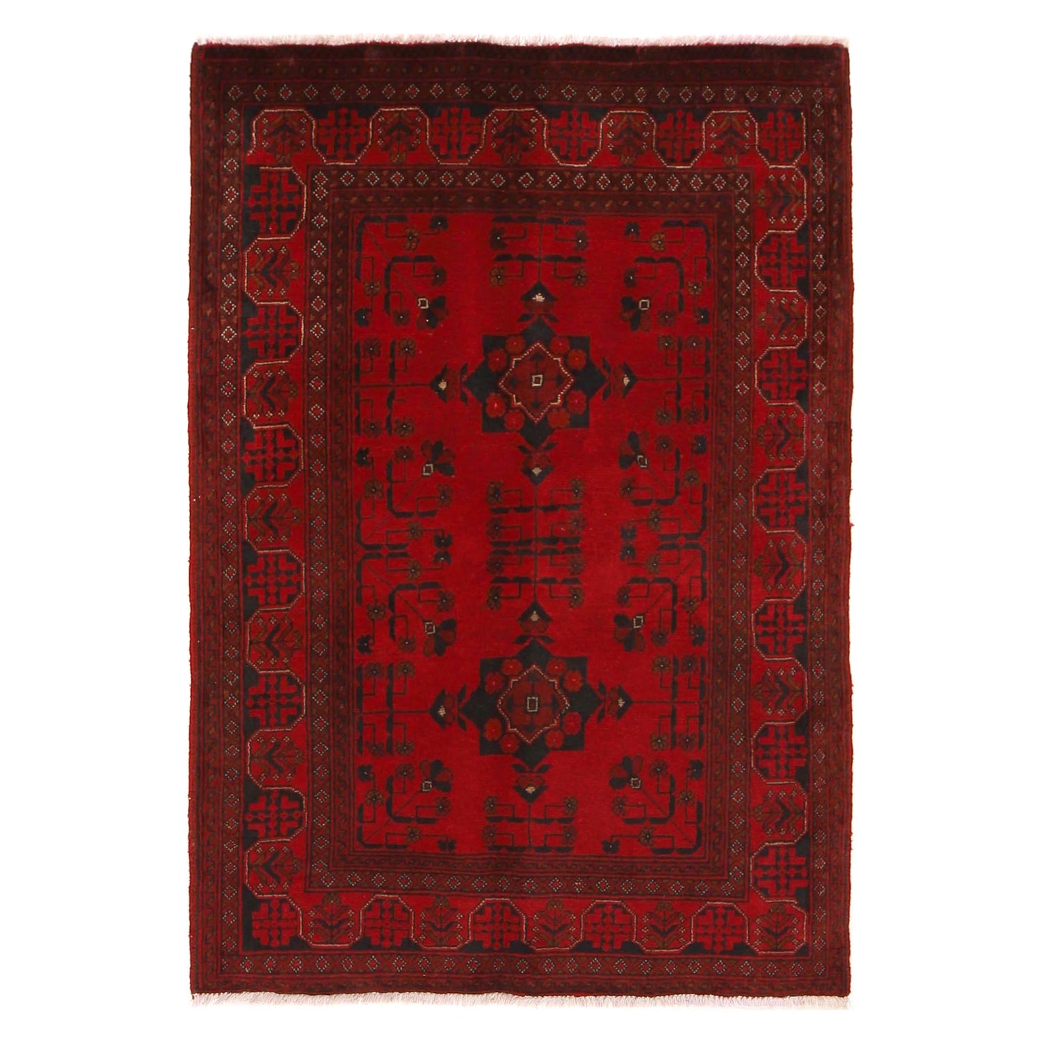 Red Color Khal Mohammadi Rug 3' 5" x 4' 9" (ft) - No. W34187