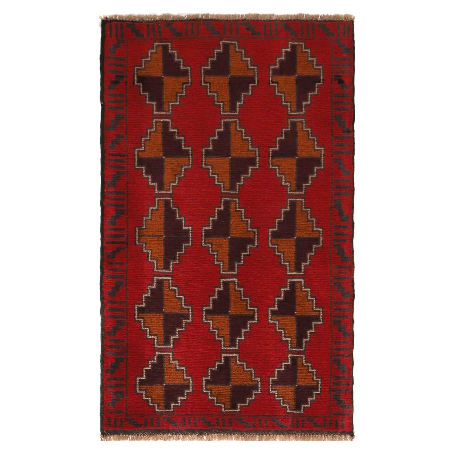 Red Color Baluchi Rug 2' 8"x 4' 8" (ft) - No. W34213
