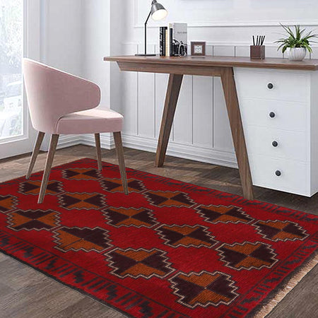 Red Color Baluchi Rug 2' 8"x 4' 8" (ft) - No. W34213