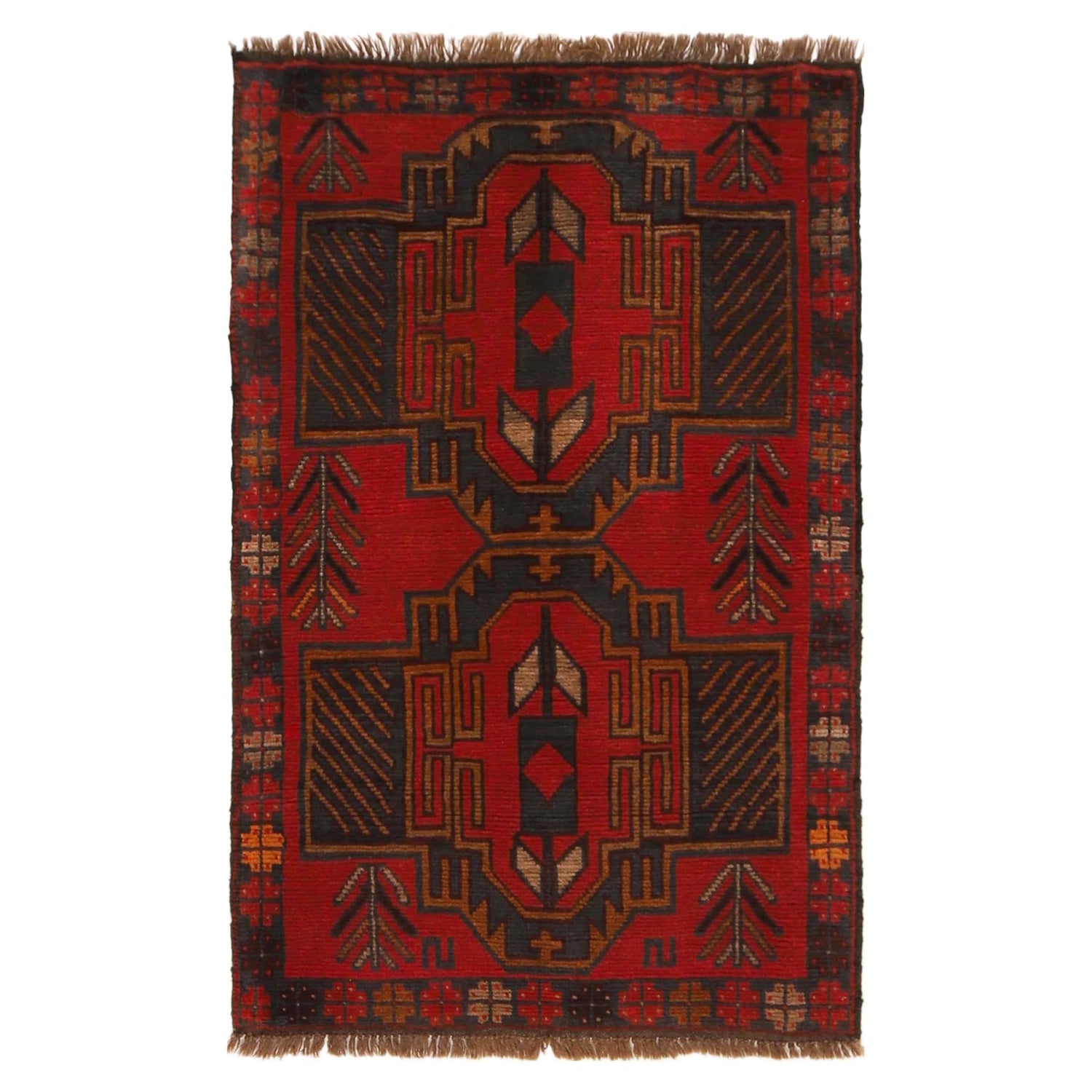 Red Color Baluchi Rug 2' 9" x 4' 5" (ft) - No. W34215