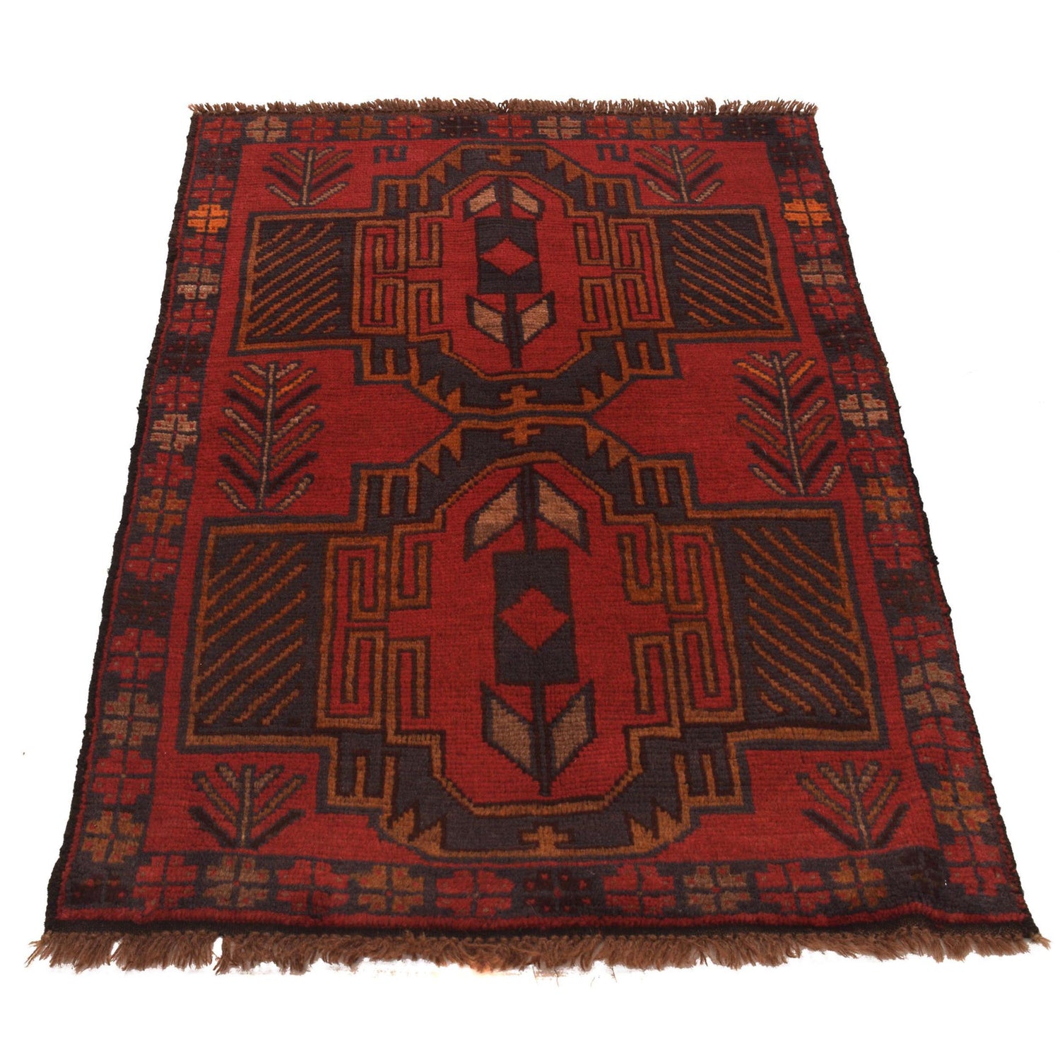 Red Color Baluchi Rug 2' 9" x 4' 5" (ft) - No. W34215