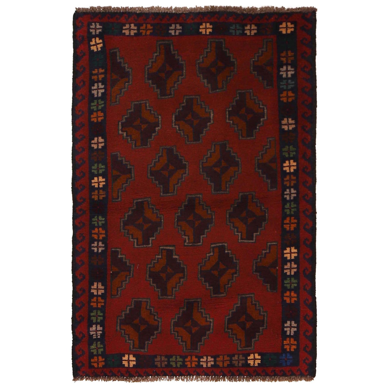 Red Color Baluchi Rug 2' 11" x 4' 5" (ft) - No. W34375