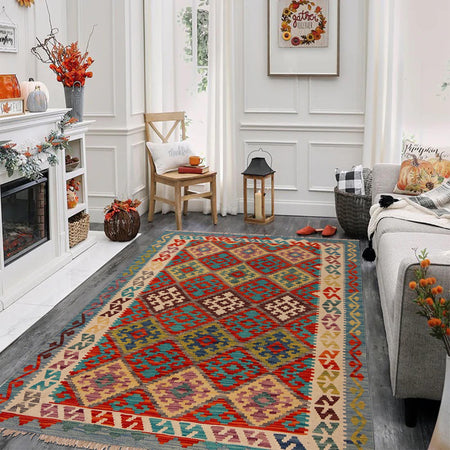 Handmade Vegetable Kelim 4' 11 x 6' 6 (ft) - No. W34751