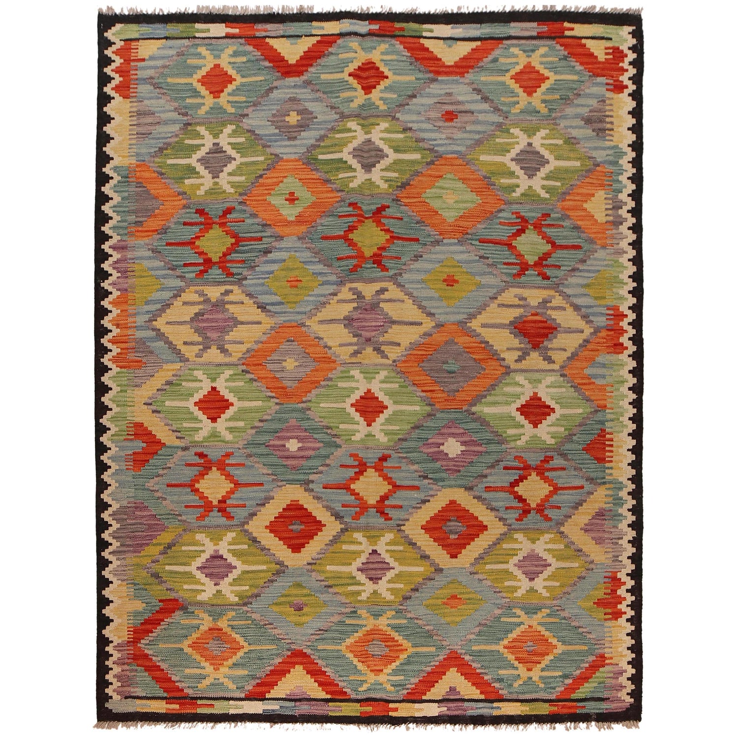 Handmade Vegetable Kilim 4' 11 x 6' 4 (ft) - No. W34753